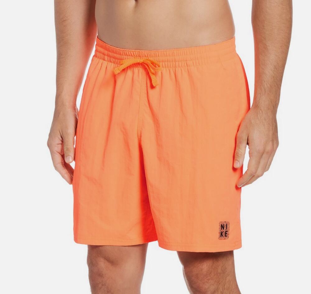 Nike Solid Icon 7" Volley Swim Shorts Small Atomic Neon Orange Trunks